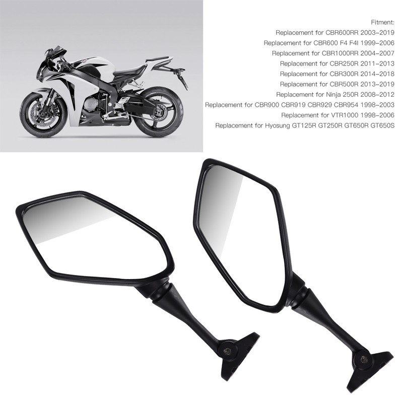 Pair Motorcycle Rearview Mirrors Left Right Replacement for CBR600RR CBR600