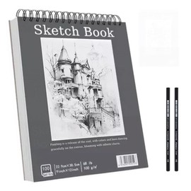 Mmaxboss Cuaderno A4+ De Boceto Y Dibujo 200 Páginas Blank Sketchbook, Cuaderno de bocetos con cubierta de polietileno Cuaderno de bocetos para dibujar de 30.5x22.9cm, bloc de dibujo, sin ácidos (Gris)