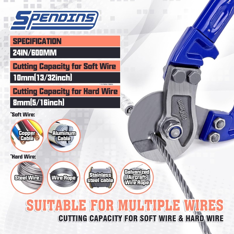 SPENDINS 24” Heavy Duty Wire Rope Cutter,Steel Wire Cutters w/Ergonomic
