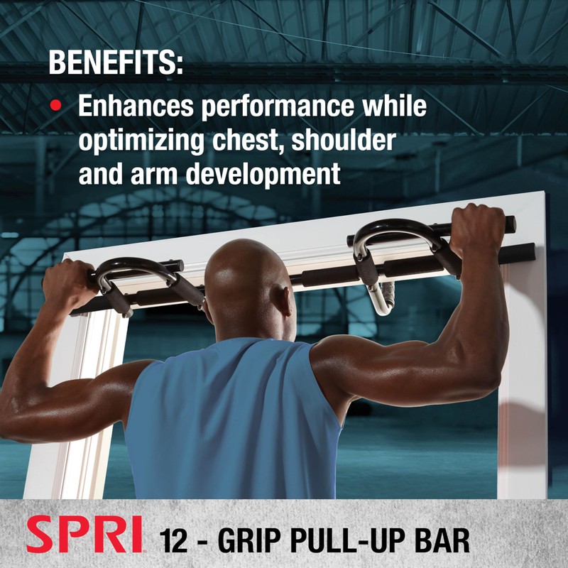 SPRI Pull Up Bar - 12-Grip Door Mounting Pull-Up Bar