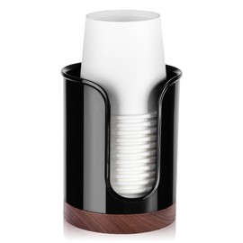 Premium Bathroom Cup Dispenser - Compact Cup Holder for Dixie Cups 3 oz Cups, 3 4 Ounce Mouthwash Cup Dispenser - PC/Walnut,Black, Pack of 1