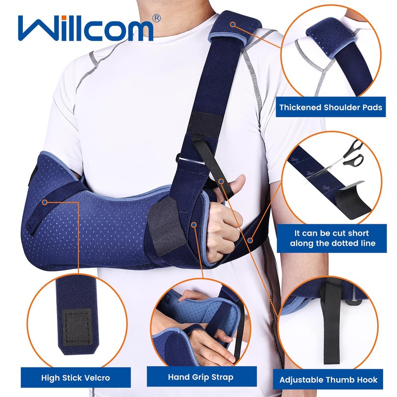 Willcom Arm Sling Shoulder Injury Immobilizer, Medical Sling with Waist