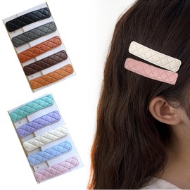 iRIIRIO 10pcs Large Colored Retangle Hair Snap Clips 3Inch Faux Leather Covered Hair Pins Squared Metal Hair Snap Clips Hair Accessories for Girls Women