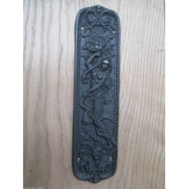 IRONMONGERY WORLD® CAST Iron Decorative Ornate Mermaid Vintage Finger Plate Door Push Plate New - Antique Rustic Iron