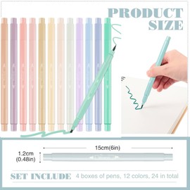 ZURABINI Soft Pastel Highlighters, 12 PCS Assorted Colors, Dual Tip Chisel & Fine, No Bleed, Perfect for Journaling, Notes, School & Office