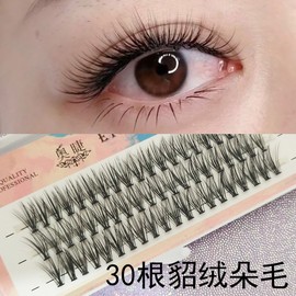 Individual Eyelashes, 30 Clusters, 0.05mm, Mink, for Eyelash Grafting (Beginner Friendly) One Size / 30 Clusters, 10mm 10ea