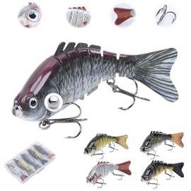 Matymats 5pc Pike Fishing Lures - Multi Jointed Bass & Trout Lures, Slow Sinking Swimbaits for Sea Fishing, Perfect Gifts for Men