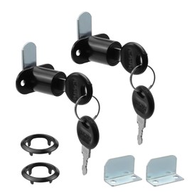 Mewutal 2pcs Cabinet Lock with Keys 7/8" Cylinder Cam Locks Black RV Storage Locks for Truck Tool Box File Cabinet Drawer (Black)