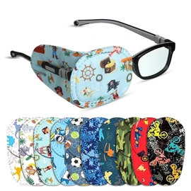 Eye Patches for Kids,10 pcs Eye Patch for Glasses Over The Lens, Light Blocking Breathable Soft Cartoon Eye Patch, Non Woven Kids Patches Covers, for Treating Lazy Amblyopia Strabismus After Surgery