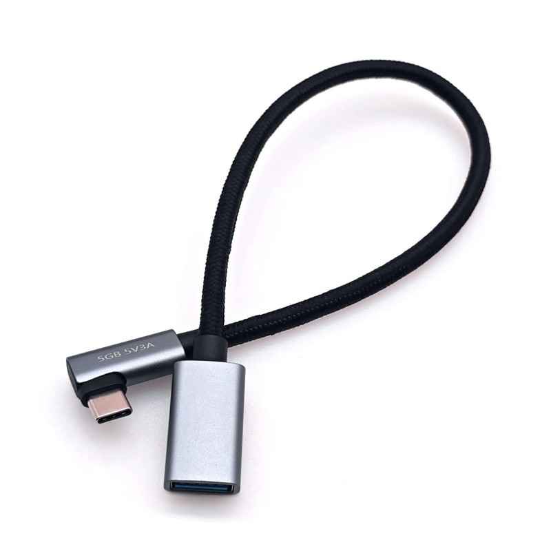 JZK 30 cm 5 Gbit/s rechtwinkliger 3.0-USB-C-Stecker auf USB-A-Buchse, Adapter,