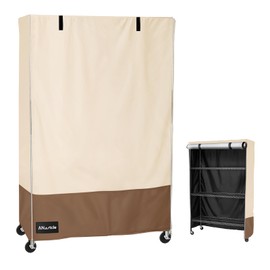 ANartcle Shelf Covers for Wire Shelving,600D Heavy Duty Waterproof Dustproof Storage Shelving Unit Cover,Fits 5-Tier Adjustable Heavy Duty Storage Shelving Unit 48''L x 24''W x 72''H,Beige&brown.