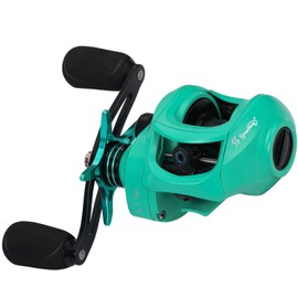 Sougayilang Baitcasting Fishing Reel with 9 + 1 Anti-Reverse Ball Bearings, 8.1:1 High-Speed Gear Ratio Casting Reel-Turquoisee-Right