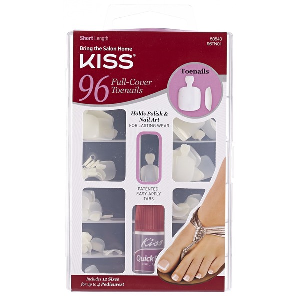 KISS Full Cover Toenails Kit, 96 Nails