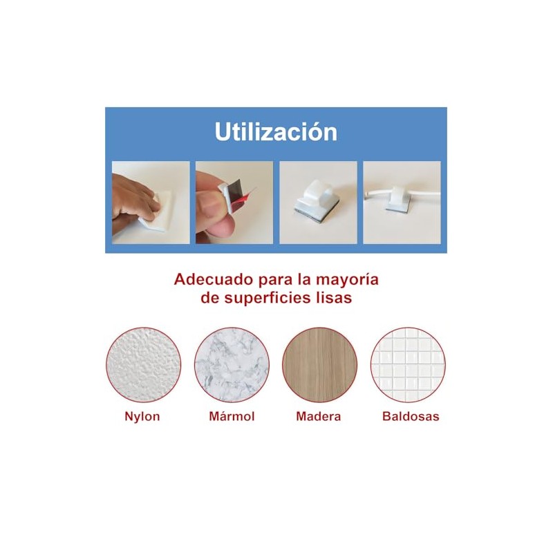 100 Piezas Organizador de Cables ，Clips Organizador de Cables Autoadhesivo，Grapas
