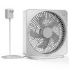 ASKPULION 10 Inch Small Box Fan, 3 Speeds Square Fan Powered by AC Adapter, Small Window Fan for Bedroom Bathroom Kitchen Grey White 10 in. Fan
