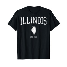 Illinois T-Shirt Vintage Sports Design IL T-Shirt