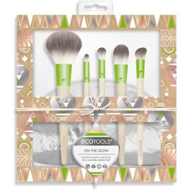 EcoTools Vibes Kit de brochas de maquillaje con bolsa de cepillo de viaje para energía, base y corrector