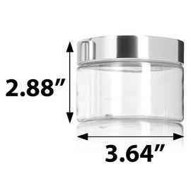 JUVITUS 6 PACK 12 oz Clear PET Plastic Refillable Jar with Silver Metal Overshell Lid