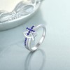 STARCHENIE Sapphire Cross Ring 925 Sterling Silver Christian Fish Ichthus