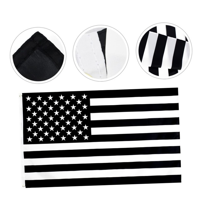 Sosoport 1pc American Flag Garden Banner Decoration Black White Stripe