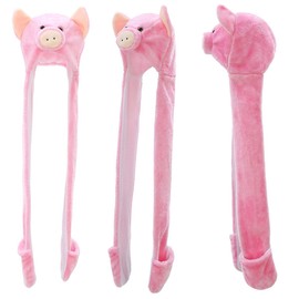 JK Home Kids Teens Hat Gloves Scarf Set Cartoon Fleece 3 in 1 Party Animal Hats Scarf Mitten Gloves with Pockets Warm Plush Hoodie Earflap Beanie