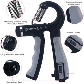 握力トレーニング器具ハンドグリップ 握力トレーニング筋トレハンドグリッパーリハビリ器具計数機能男女兼用負荷調整式 5-60kg 2個セット
