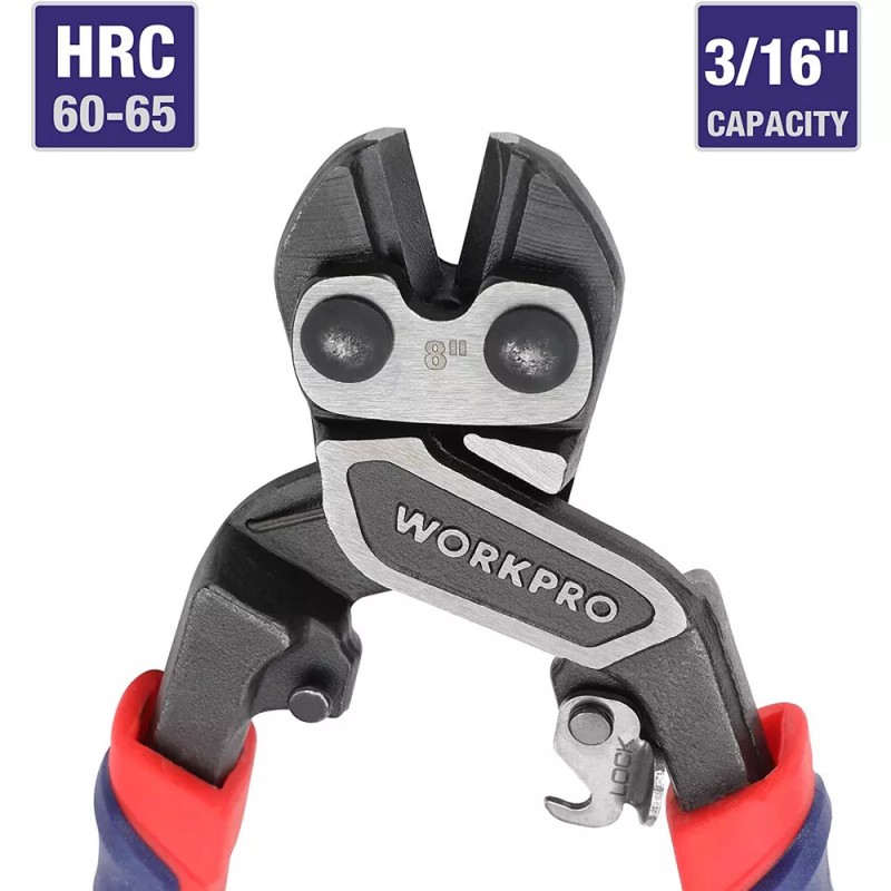 WORKPRO 8-inch Mini Bolt Cutter with Bi-Material Ergonomic Handle Security