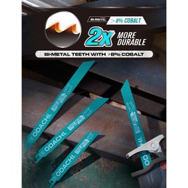 ODACHI Heavy Metal Cutting Reciprocating Saw Blades 9 Inch 14TPI Sawzall Blades for Pipe, Sheet, Rebar, Bi-Metal Sabre Saw Blades High Wear Resistance for Cutting 5 Pack