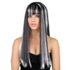 Long Dead Gorgeous Black Silver Wig