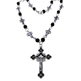 Collar con colgante de perlas para mujer, estilo hiphop, religioso, cadena de cuello crucifijo, joyería de tendencia, bautizos                        
