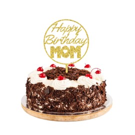 YUINYO Decoración para tarta de cumpleaños con texto en inglés "Happy Mother" (acrílico dorado)