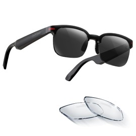 PERFUMEORANGO Smart Sunglasses Smart Wireless Headphone Sunglasses Open Ear Music and Calls Bluetooth Glasses with Speakers & Microphone UV Protection Sunglasses with Replacement Lenses for Women Men