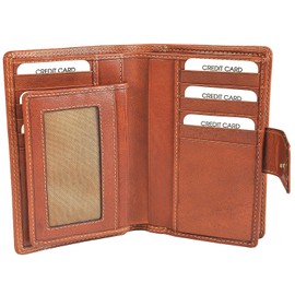 Gianni Conti Superior Fine Italian Tan Leather Medium 16 Card Purse Wallet - 918046 (Tan)