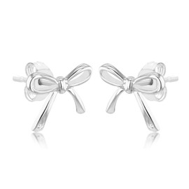 Tuscany Silver Women's Sterling Silver 9mm X 10.5mm Bow with 0.3mm Round White Diamond Stud Earrings