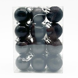 24 Pieces 30 mm Christmas Balls Decoration Shatterproof Christmas Tree Baubles Mini Christmas Hanging Ball for Christmas Tree Holiday Wedding Party Decoration, Black