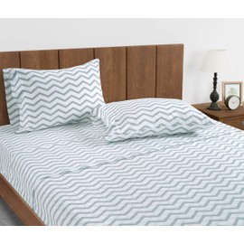 Lane Linen 100% Organic Cotton Pillow Cases Standard Size Set of 2 (20"x26") - Cotton Pillowcases Standard Size - Ultra Soft Pillow Cases Set of 2 - Standard Pillow Case Pack of 2 - Chevron Cool Blue