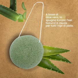Konjac - Spugna naturale per il viso, pulisce e purifica – rimuove il viso in delicatezza, spugna viso Konjac Aloe Vera esfoliante, routine bellezza, Skincare, doccia, Feel Natural