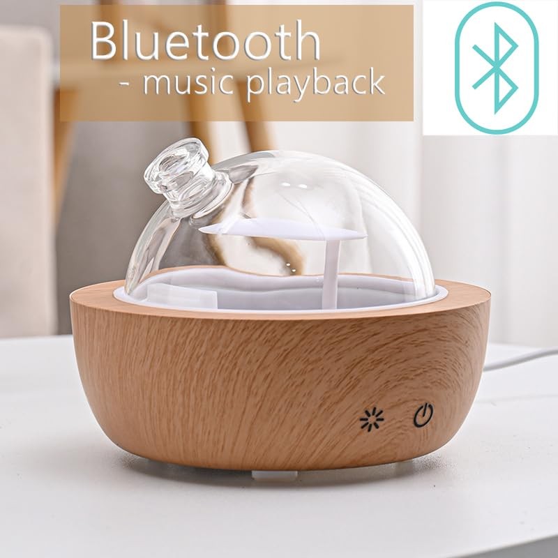 200ml Glass Essential Oil Diffusers for Home, Wood Grain Base