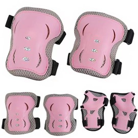 Kids Knee and Elbow Pads, 6PCS Kids Sports Protective Gear Set, Knee Pad Kids Elbow Pads Adjustable Knee Pads for Cycling Skateboard Scooter Roller Skates Inline Skating