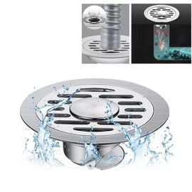 KEVOSOK Coladera Baño Acero Inoxidable, Coladera Universal Zero Olores, Cubierta y Bisel de Acero Inoxidable, con Check Anti-olores y Tapa Higiénica