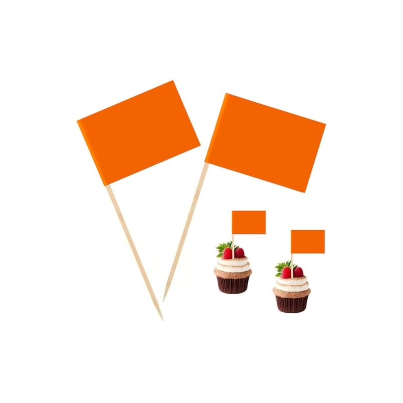 100 Pcs Orange Flag Blank Toothpick Flag Small Mini Labeling