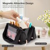 Abiudeng Stand Up Travel Makeup Bag, Small Black Waterproof Cosmetic