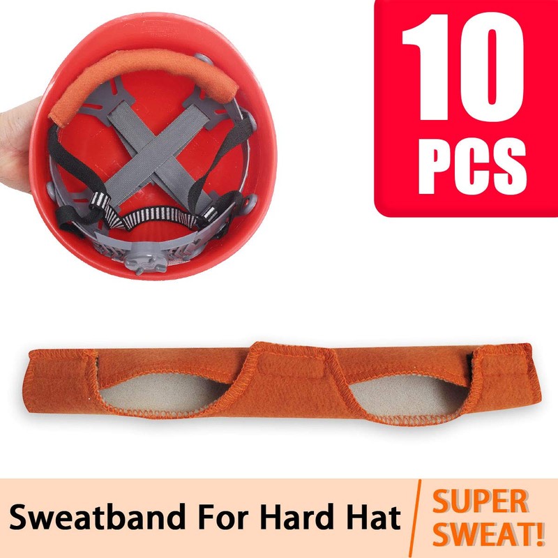 TOPWA 10PCS Sweatband welding Brown Sweatband Hard Hat Headbands for