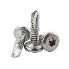 Fajoeda Pack of 40 Self-Tapping Screws Flat Head, 6.3 x 19 mm 410 Stainless Steel Hexagon Socket Screws Drilling Screws (16 mm to 45 mm Available, Silver)
