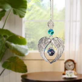 Rainbow Crystal Angel Wing Suncatcher - Chakra Decor, Angel Wings Ornament, Suncatchers for Windows Hanging, Crystal Suncatcher, Chakra Hanging Car Accessories, Outdoor Colorful Home Decor (F)