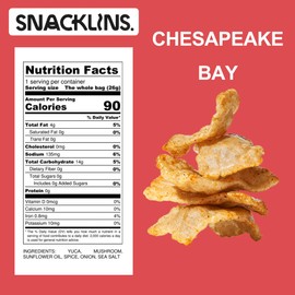 SNACKLINS Plant Based Crisps CHESAPEAKE BAY - Gluten Free, Grain Free, 100% Kosher, Vegan Healthy Snacks, Crunchy Puffed Snack, Only 100 Calories Per Bag - .9oz Bag (Case of 24)
