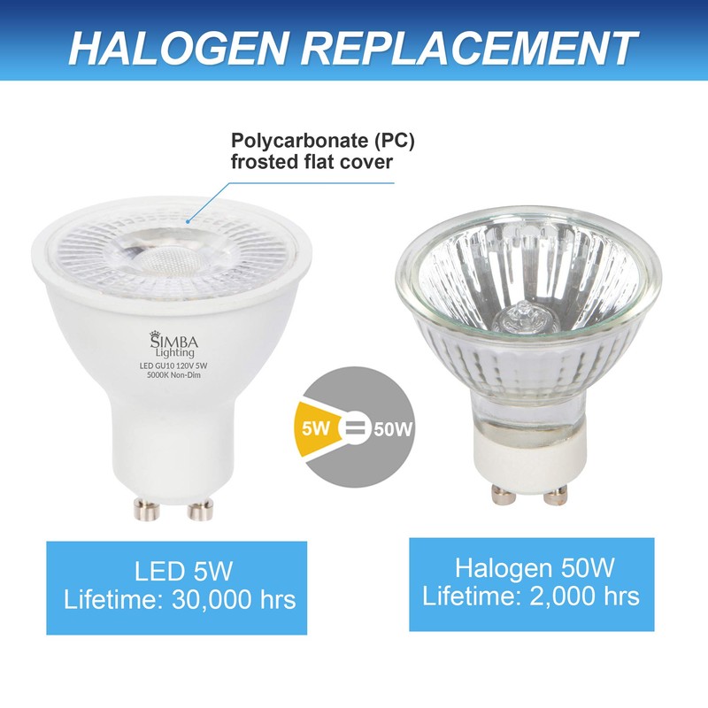 Simba Lighting LED GU10 5W Non-Dimmable Spot Light Bulb (6