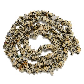 jodaying 7-8mm Natural Dalmatian Jasper Gemstone Chips Healing Gravel Bracelets Necklace Kit Irregular Tumble Stone Beads DIY Crafts Design Jewelry Making 32"