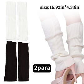 AJUNLKVDR 2 Pairs Women's Leg Warmers, Leg Warmers for Legs, Y2k Leg Warmers Girls, Warm White Arms, Ballet Cotton Leg, Leg Warmers Women, Knitted Children's Legwarmers, Black White Women, black