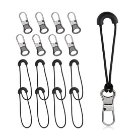 16pcs Zipper Pull Replacement, Broken Metal Zipper Head & Zipper Pull Cord Extender Set Repair Handle Kit Mend Fixer Zipper Tab Tags Accessories Part for Luggage Backpacks Jackets Purses Handbags